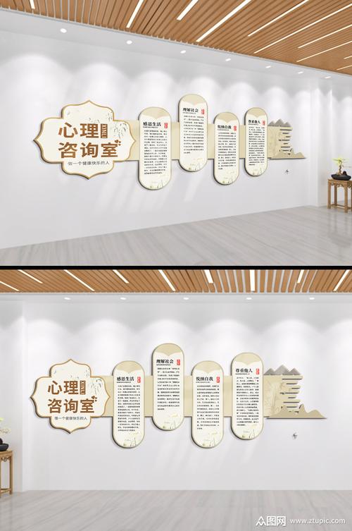 心灵港湾 心理咨询室创意文化墙设计模板指南